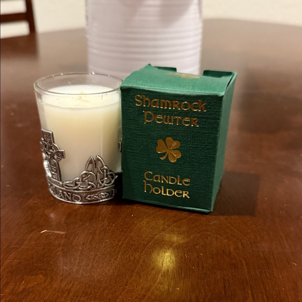 Pewter Candle Holder with Cream Candle